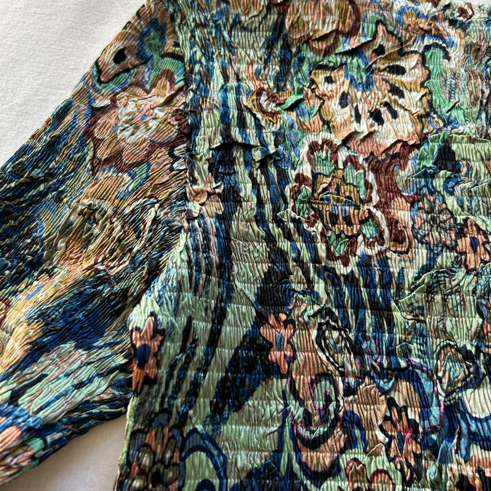 Vintage Alberto Makali Whimsical Smocked Flower Power Top - Picture 9 of 11